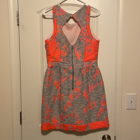Ella Moss back zip floral print dress. Neon orange and gray size medium. - Picture 2 of 3
